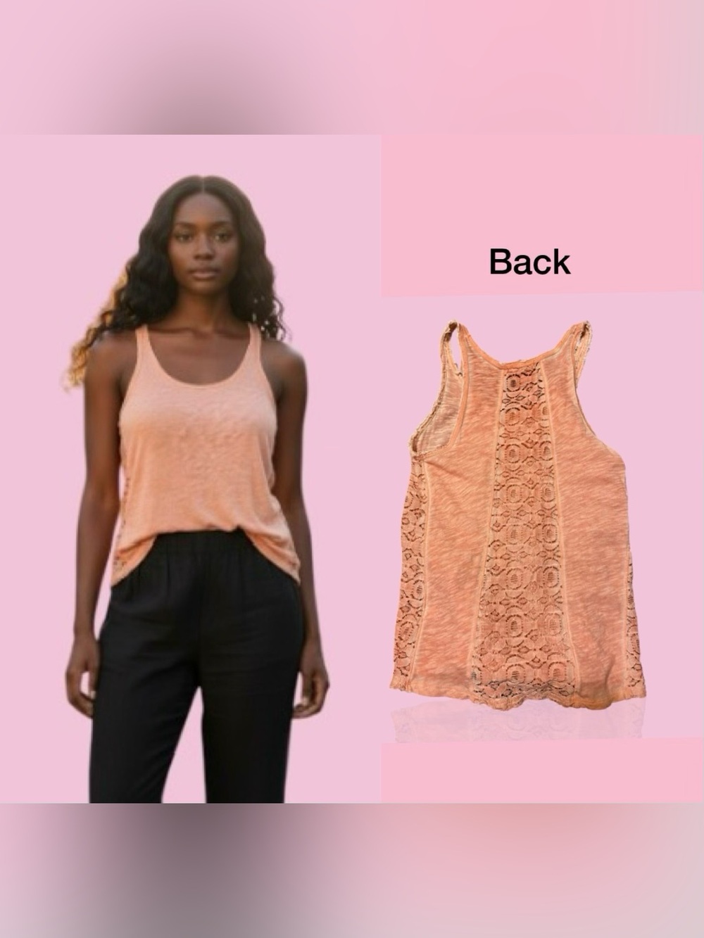 Aeropostale Peach Lace-Back Racerback Tank